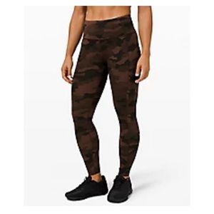Lululemon Fast and Free High-Rise 25” Tight Heritage 365 Camo Brown Earth Multi